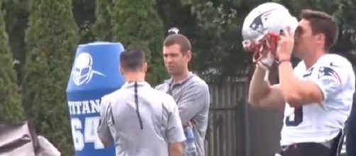 Brad Stevens is a frequent visitor during Patriots’ camp. - [Image Credit: CLNS Media Network / YouTube screencap]