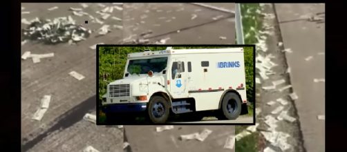 Armor truck spills cash along Indiana highway. Photo: NewZZCafe Youtube Screenshot