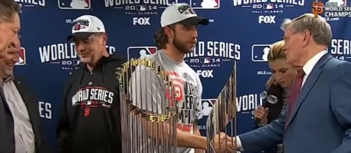 Madison Bumgarner celebrates. - [Fox / YouTube screencap]