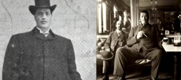 Adam Rainer ao lado de um homem de tamanho médio. Adam Rainer ao lado de um homem de tamanho médio.