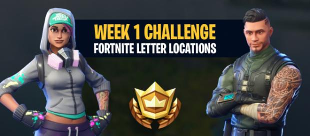 Fortnite letter locations for week 1 challenge. Image Credit: Own work Fortnite letter locations for week 1 challenge. Image Credit: Own work
