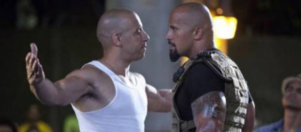 The Rock e Vin Diesel em Velozes e furiosos 8. The Rock e Vin Diesel em Velozes e furiosos 8.