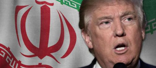 La cara de Trump y una bandera iraní.