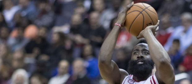 This year's most likely MVP winner, James Harden, shooting over a Wizards defender. Image via Keith Allison/Wikimedia Commons. This year's most likely MVP winner, James Harden, shooting over a Wizards defender. Image via Keith Allison/Wikimedia Commons.