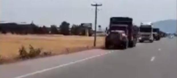 Truck drivers on strike in Iran - Image credit - NCR IRAN | YouTube Truck drivers on strike in Iran - Image credit - NCR IRAN | YouTube