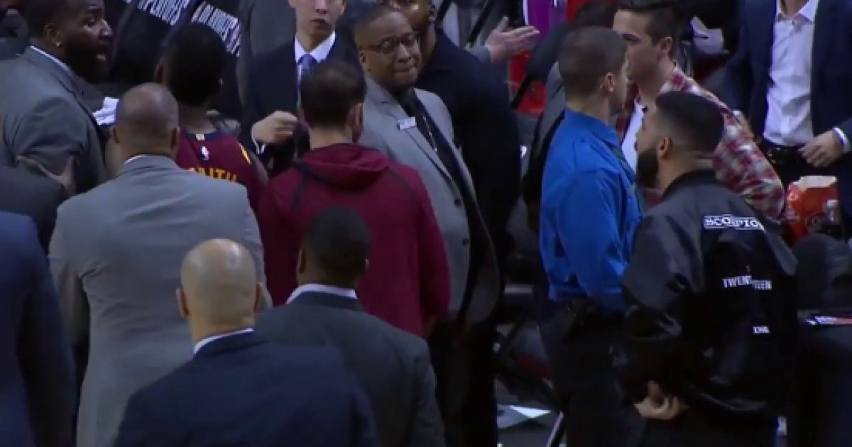 Lebron James nearly instigated Drake & Kendrick Perkins fight at NBA game(02)