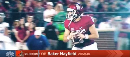 Browns select Baker Mayfield with #1 overall pick. [image source: Highlight Heaven - YouTube]