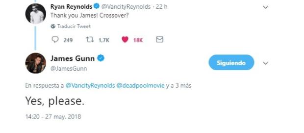 El dialogo de James Gunn con Ryan REynolds El dialogo de James Gunn con Ryan REynolds