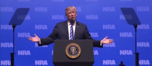 Donald Trump speaks at the 2018 NRA convention. - [Image source: WashingtonPost / YouTube screencap]
