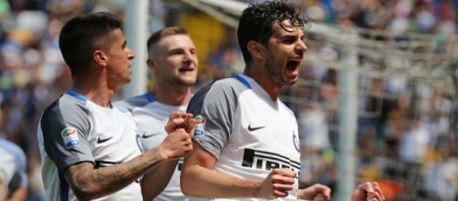 L'esultanza di Andrea Ranocchia contro l'Udinese