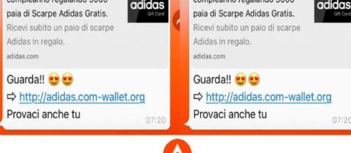 Il messaggio della bufala Adidas su Whatsapp | Mobile World - mobileworld.it