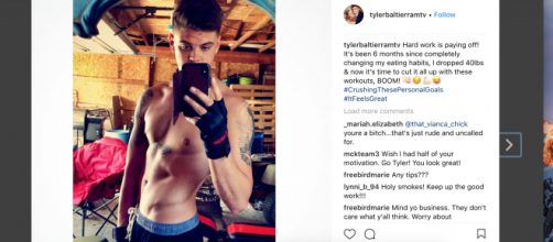 Tyler Baltierra shows off weight loss in shirtless selfie. [Photo via Instagram]