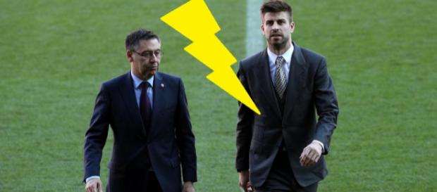 Bartomeu und Abwehrspieler Gerard Pique Bartomeu und Abwehrspieler Gerard Pique