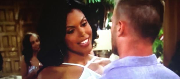 Maya finds out that Emma is Justin's niece on B&B. (Image via Rick and Mia YouTube.) Maya finds out that Emma is Justin's niece on B&B. (Image via Rick and Mia YouTube.)