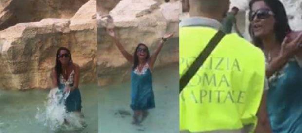 Aida Nizar fa il bagno nella fontana di Trevi, i vigili le fanno la multa di 450 euro Aida Nizar fa il bagno nella fontana di Trevi, i vigili le fanno la multa di 450 euro
