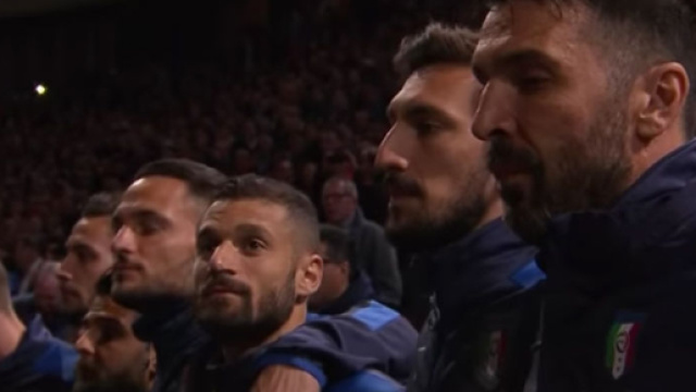 Nazionale di calcio italiana nel pre-partita dell'amichevole contro l'Olanda del 2017