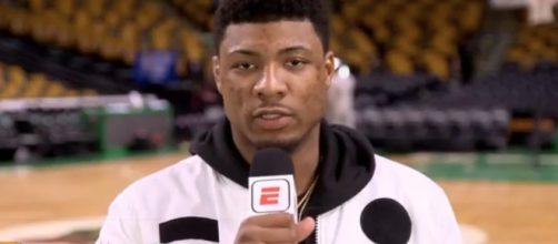 The Boston Celtics' Marcus Smart is being eyed by Dallas as a possible free agent acquisition. [Image via ESPN/YouTube]