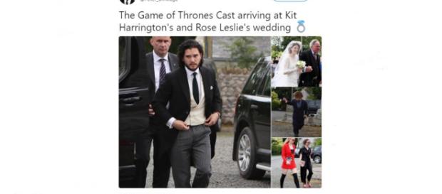 Game of Thrones Kit Harrington and Rose Leslie gat married - Images via Peter Dinklage | Twitter Game of Thrones Kit Harrington and Rose Leslie gat married - Images via Peter Dinklage | Twitter