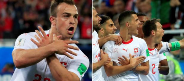 Xherdan Shaqiri et Granit Xhaxa sont au coeur de la polémique après leur geste lors de Suisse - Serbie. Xherdan Shaqiri et Granit Xhaxa sont au coeur de la polémique après leur geste lors de Suisse - Serbie.