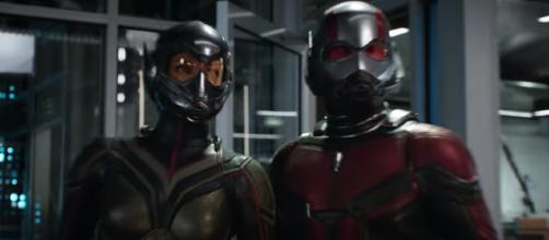 'Ant-Man and The Wasp,' in theaters July 6, stars Evangeline Lilly (left) and Paul Rudd (right). [Image via Marvel Entertainment/YouTube]