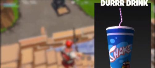 The previously leaked Durrr Drink in 'Fortnite.' - [JADgaming / YouTube screencap]