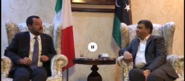 Matteo Salvini all'incontro a Tripoli con il ministro dell'Interno libico Abdulsalam Ashour per discutere della questione migranti Matteo Salvini all'incontro a Tripoli con il ministro dell'Interno libico Abdulsalam Ashour per discutere della questione migranti