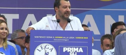 Matteo Salvini parla al raduno leghista a Pontida