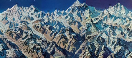 This remarkable cartographic panorama of the Himalaya from the October 1966 / COURTESY NATIONAL GEOGRAPHIC MAPS