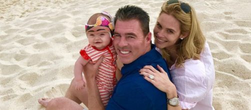 Meghan King Edmonds poses with husband Jim and daughter Aspen. [Photo via Instagram]