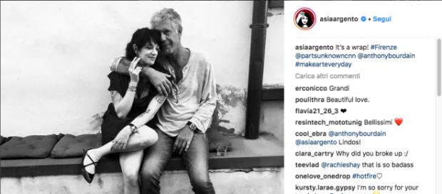 Asia Argento e Anthony Bourdain insieme a Frenze (credits: asiargento Instagram) Asia Argento e Anthony Bourdain insieme a Frenze (credits: asiargento Instagram)