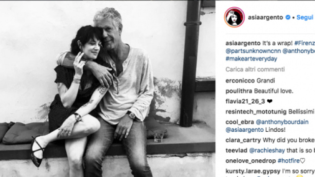 Asia Argento e Anthony Bourdain insieme a Frenze (credits: asiargento Instagram)