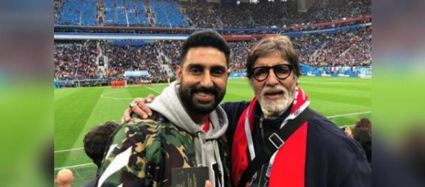 Amitabh and Abhishek Bachchan's photos from FIFA semi-final will ..(Image via Junior B/Instagram) Amitabh and Abhishek Bachchan's photos from FIFA semi-final will ..(Image via Junior B/Instagram)