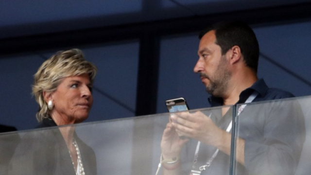 Matteo Salvini allo stadio di Mosca per la finale del Mondiale