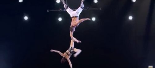 An 'America's Got Talent' performance becomes deadly serious for Mary and Tyce of Duo Transcend. [Image source: AGT - YouTube]