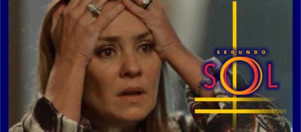 Laureta está prestes a ser desmascarada, na novela Segundo Sol. (foto reprodução) Laureta está prestes a ser desmascarada, na novela Segundo Sol. (foto reprodução)