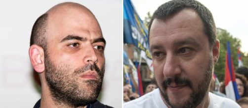 A sinistra Roberto Saviano, a destra Matteo Salvini