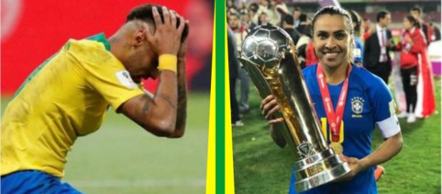 Marta comemora, enquanto Neymar é esquecido Marta comemora, enquanto Neymar é esquecido