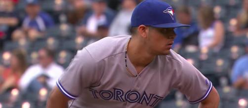 Roberto Osuna pitched in 15 games before being suspended by the Toronto Blue Jays. [image source: BBC News: The National/YouTube]