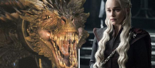 Daenerys e seu dragão em Game of Thrones Daenerys e seu dragão em Game of Thrones