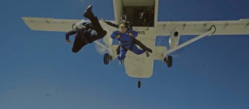 British comedian James Corden goes skydiving with Tom Cruise. [Image The Late Late Show with James Corden/YouTube]