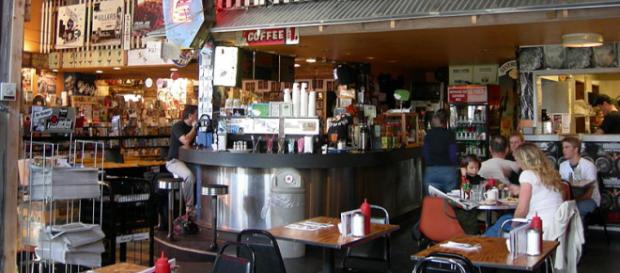 Easy Street record store and cafe, West Seattle, Seattle, Washington (Image courtesy – Joe Mabel, Wikimedia Commons) Easy Street record store and cafe, West Seattle, Seattle, Washington (Image courtesy – Joe Mabel, Wikimedia Commons)