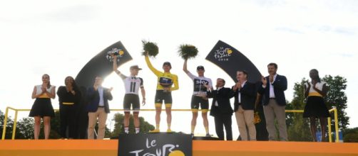 Il podio finale del Tour de France 2018.