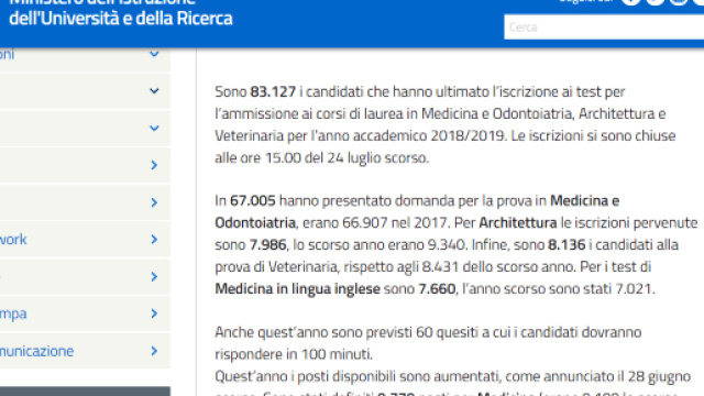 i numeri degli accesso programmato a numero chiuso