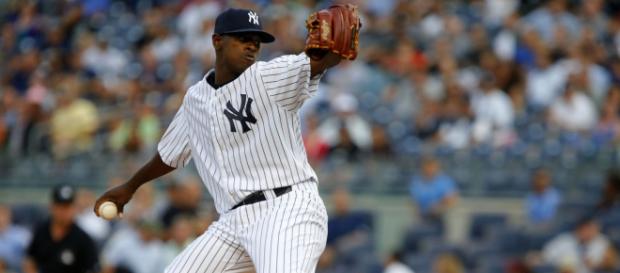 La mecánica de Severino hace difícil a los bateadores reconocer si viene el slider o la recta. - mbl.com. La mecánica de Severino hace difícil a los bateadores reconocer si viene el slider o la recta. - mbl.com.