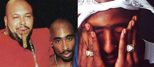 Suge Knight a sinistra, Tupac a destra