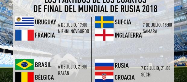 Definidos los cruces de cuartos de final del Mundial de Rusia 2018 Definidos los cruces de cuartos de final del Mundial de Rusia 2018