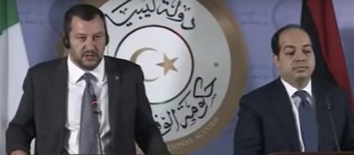 Il ministro Matteo Salvini con il vicepremier libico Ahmed Maitig, nel corso di un recente incontro