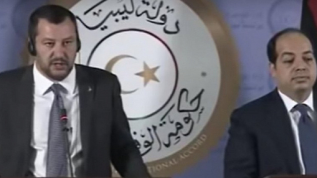 Il ministro Matteo Salvini con il vicepremier libico Ahmed Maitig, nel corso di un recente incontro