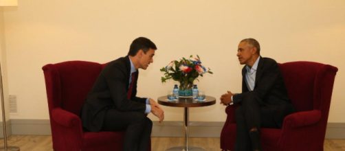 MADRID / Breve encuentro entre el presidente Pedro Sánchez y Barack Obama