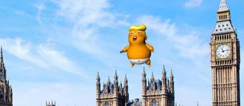 Activists plan to fly the "Trump baby" balloon over Parliament during Donald Trump's UK visit. [Image @stonecold2050/Twitter]